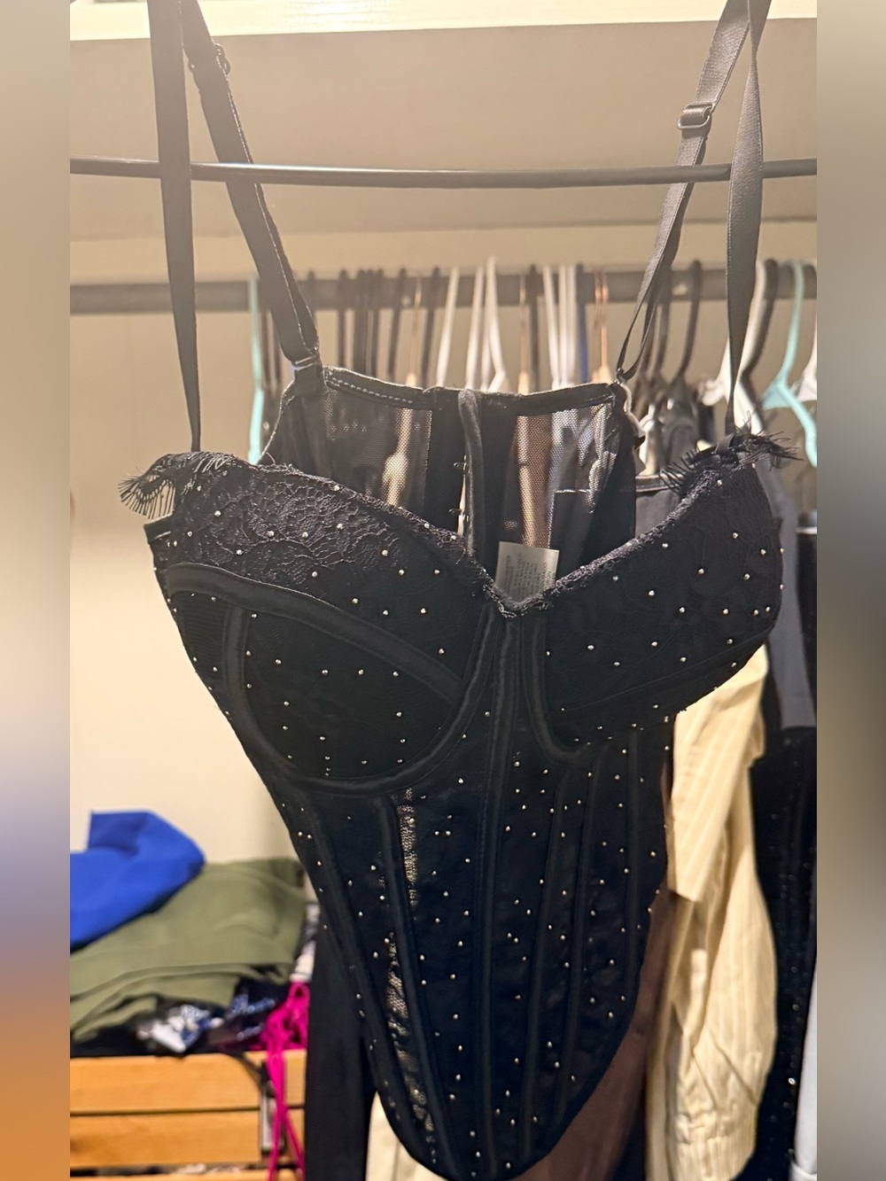 NWT Black Embellished Corset Boutique Brand
